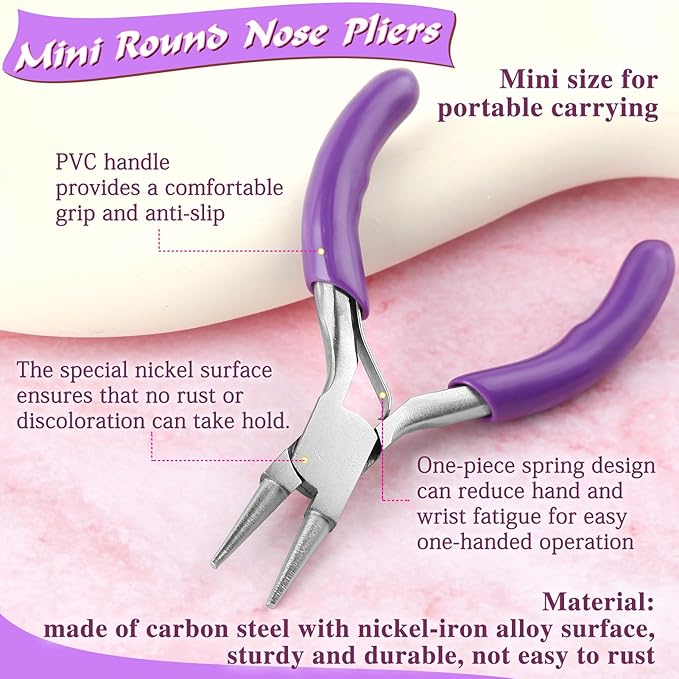 SPEEDWOX Mini Round Nose Pliers For Jewelry Making 3-Inch Small Pliers Wire Looping Pliers Wire Bending Pliers Looper Pliers Ring Bending Tool Small Needle Nose Pliers For Jewelry