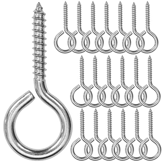20PCS 2.55 inches Screw Eyes M5 304 Stainless Steel Eye Screws, Heavy Duty Screw, Eye Hooks Screw Eye Bolts Eye Hooks Screw, Indoor & Outdoor Uses (20, M5-2.55inch)