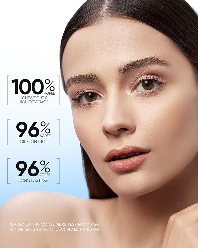 Velvet Matte Cushion Foundation Blue #03 Petal| Full Coverage,12H Oil Control,Ideal for Oily & Combination Skin,Waterproof,Long-Lasting, Lightweight, Hydrating,Transfer-Proof