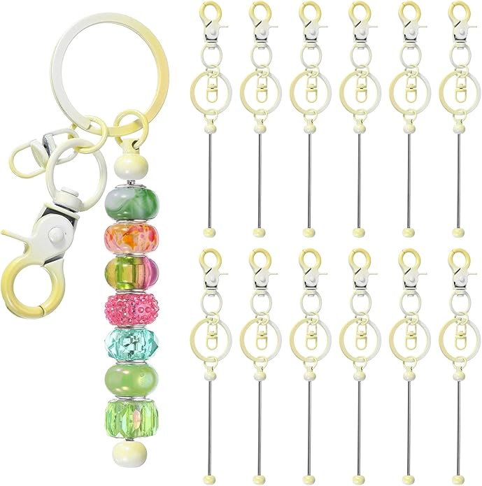 uxcell Beadable Keychain, Keychain Making Supplies, Blank Bead Metal Chain Bars for DIY Crafts Jewelry Making Gift