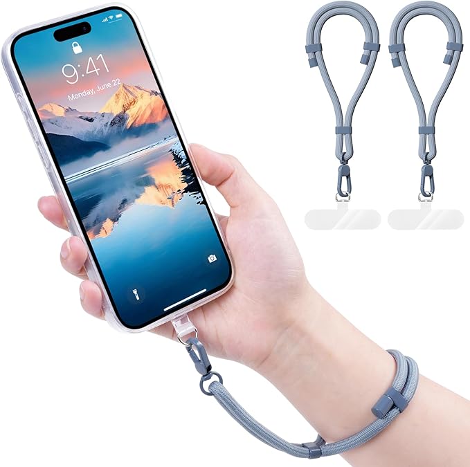 Phone Wrist Strap with 2 Phone Tether Tab, 2 Pack Adjustable Anti-Theft Cell Phone Lanyard for Travel & Outdoors