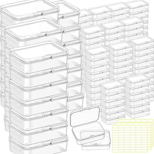 Bead storage container,140pcs Transparent Plastic Storage Containers Different Sizes,Crayon Box, Small Item Management Box And Labels,DIY Jewelry Craft Nails, Bracelets, Jewelry, Diamonds, 4.5x3.3x1.1