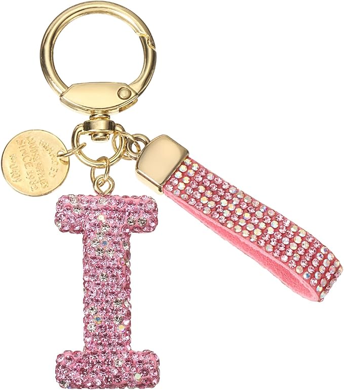 PATIKIL Initial Letter Keychain, Cute Sparkly Rhinestone Key Chain Alphabet Charm for Car Keys Handbags Purse