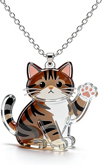 Trendy Cartoon Cat Necklace - Sturdy Alloy Chain, Colorful Acrylic Kitten Pendant, Ideal Gift for Cat Enthusiasts and Casual Outfits