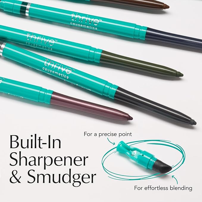 Thrive Causemetics Infinity Waterproof Eyeliner Pencil, Built In Sharpener & Smudge Tip, Long Lasting, Smudge Proof, Hyaluronic Acid & Shea Butter, Vegan & Cruelty Free, Hoda (Slate Grey Matte)