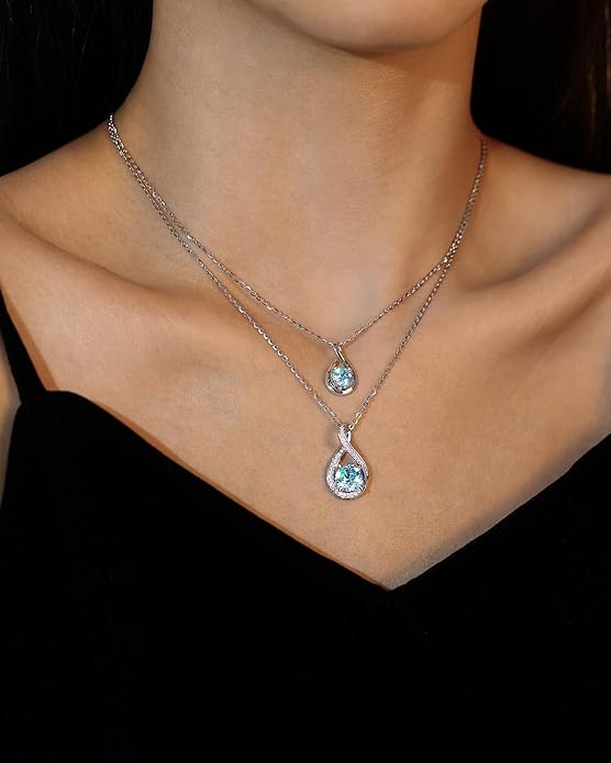 FANCIME Birthstone Necklaces for Women Fine Jewelry Sterling Silver Infinity Pendant Anniversary Birthday Gifts for Her Women Wife Mom Lady Daughter, Chain 16"+2" Extend