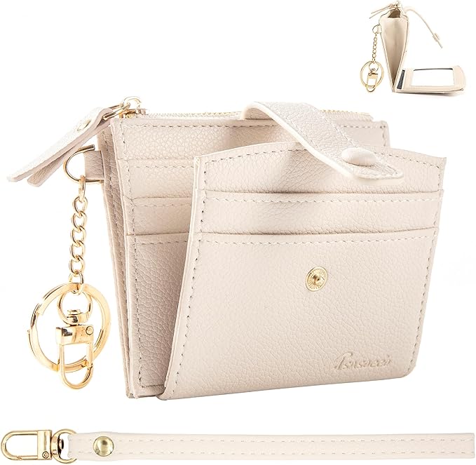 Keychain Wallet Wristlet Small Credit Card Holder Bracelet Key Chain Purse Bangle Tassel Beads Key Rings for Women
