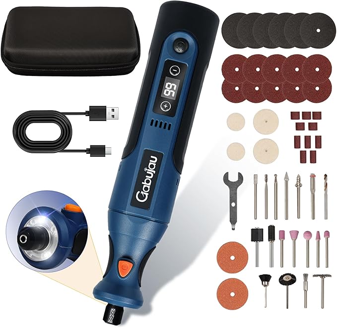 Cordless Rotary Tool Kit Mini, 7.4V 12-Speed Power USB Rechargeable, for DIY Crafts, Jewelry Making, Wood Carving, Polishing, Sanding, Drilling with 51 Accessories