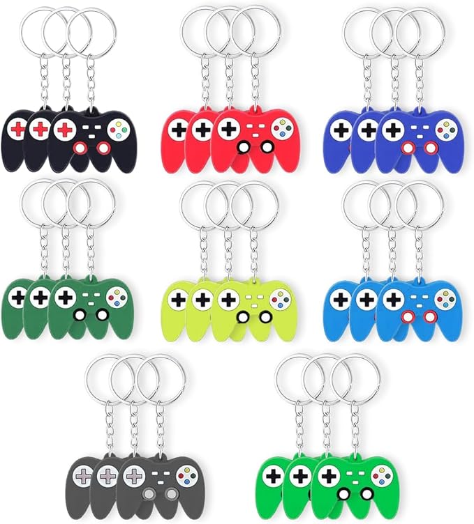 24PCS Video Game Party Favors, Mini Game Controller Keychains, Goodie Bags Keychain, Game Controller Theme Gift for Child Birthday Party, 8 Colors (24pcs)