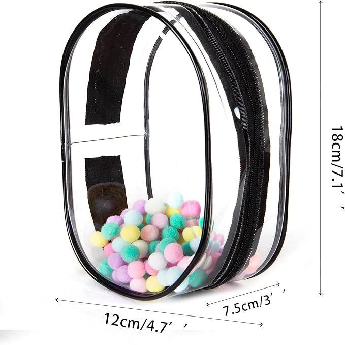 CHICHO Clear Figure Display Bag with White Hairball Keychain, Portable Doll Storage Bag Hanging Blind Box Organizer Zipper Closure