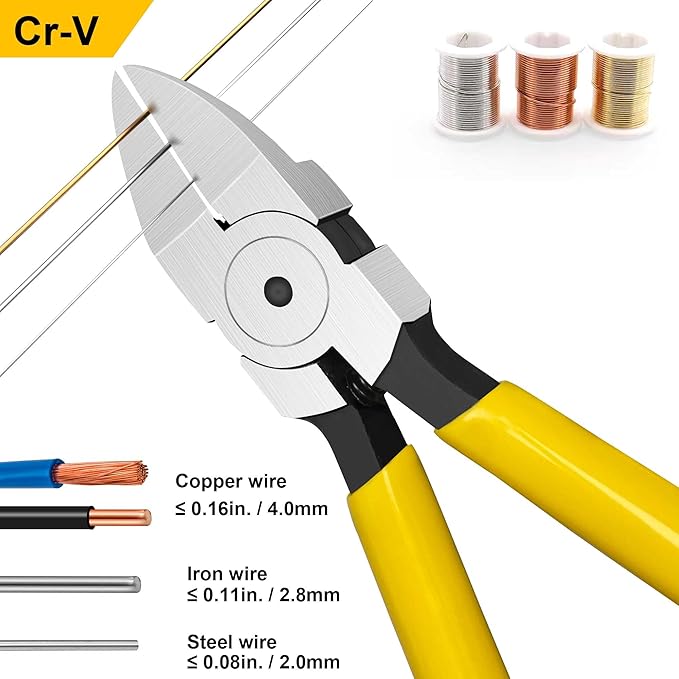 6in. Wire Cutters Set, Ultra Sharp Small Side Cutter Clippers with Spring Loaded, Flush Cutting Pliers, Diagonal Cutting Plier for Jewelry Making, Crafting, Electrical, 2 Pack