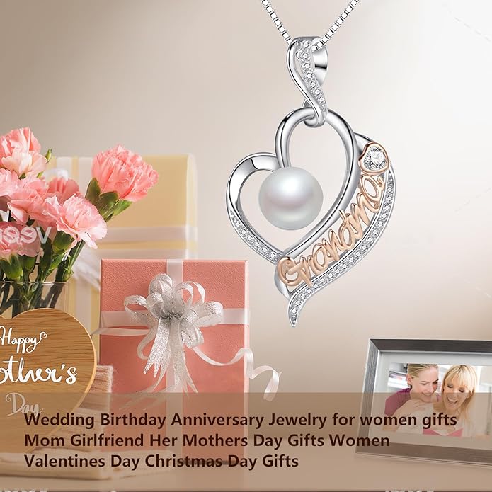 LEIDANY Mothers Day Gifts for Mom -Grandma Mom from Daughter Son, Gifts for Wife Nana Mother Birthday-Christmas Day for Women Her Jewelry Gift, Pearl Necklaces