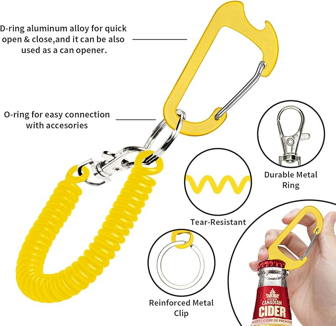 Phone Tether Lanyard Anti Theft Phone Strap with Carabiner Anti-Drop Outdoor Skiing Hiking Cycling Fishing Climbing fit iPhone and Most Cell Phone (Black+Yellow)
