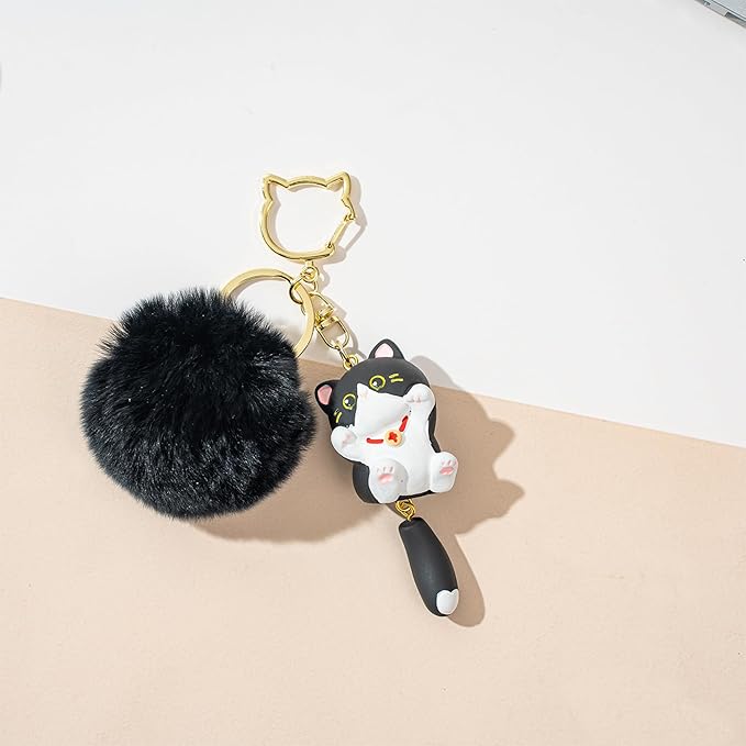 Cat Keychain bag charms for handbags Cute Keychains for Women Kawaii Cat Backpacks Accessories cat plush keychain
