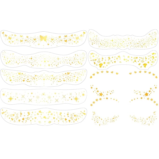 HyperFun 9 Pcs Face Glitter Freckles, Face Clavicle Glitter Fake Freckles Sticker, Waterproof Sparkle Freckles Makeup Patches for Women Rave Festival Accessories Concerts Party Prom