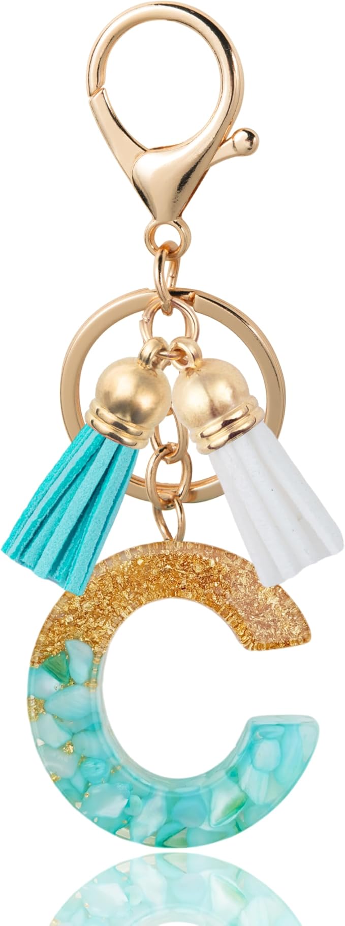 Initial Letter Keychain Cute Resin with 2 PU Tassel, Letter Keychain for Backpack Charms, Initial Keychains for Women