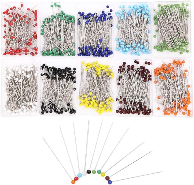 Apol Multicolor 1000 Pieces Sewing Pins 38mm Glass Ball Head Pins Sewing Accessories with Transparent Cases for DIY Craft Dressmaking Jewelry Components Flower Decoration