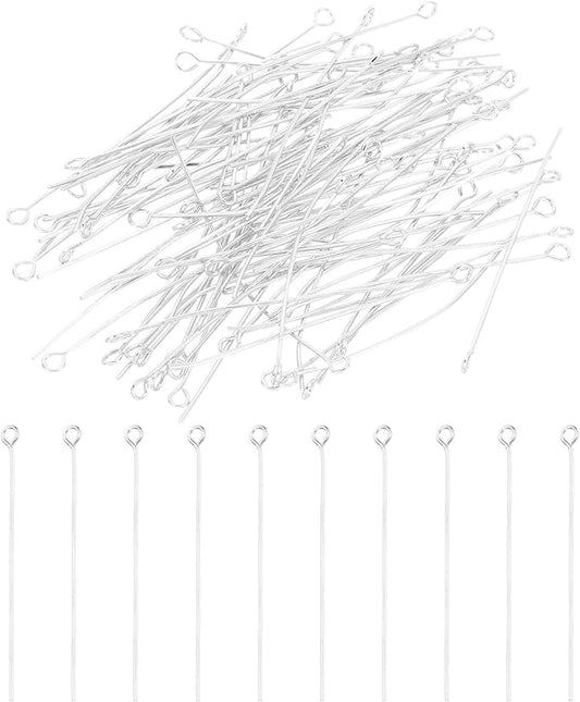 PATIKIL 50mm Open Eye Pins, 150Pcs 23 Gauge Metal Head Pins Needles Eye Pins for Jewelry Making Findings Earring Necklace Bracelet DIY Crafts, Silver Tone