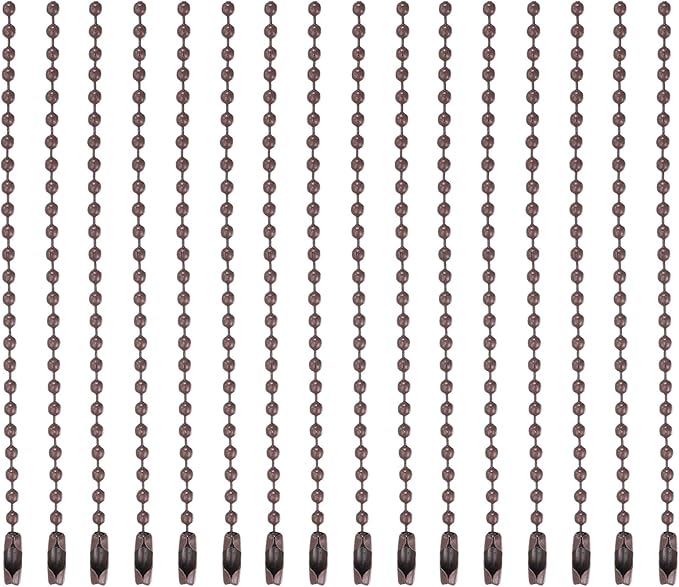 MECCANIXITY 20Pcs 5 Inch 12cm Ball Bead Chain, Metal Ball Chain with Connectors for Hanging Ornament Jewelry Necklace Dog Tag Keychain Christmas Decoration,Coffee