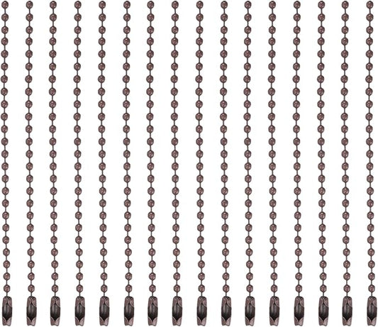 MECCANIXITY 20Pcs 5 Inch 12cm Ball Bead Chain, Metal Ball Chain with Connectors for Hanging Ornament Jewelry Necklace Dog Tag Keychain Christmas Decoration,Coffee