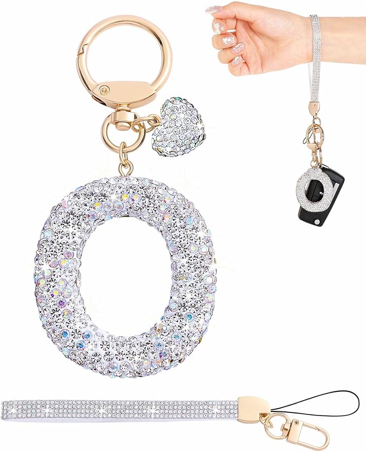 Initial Keychain for Women Girls,Bling Letter Key chain Initial with Heart,Pink Keychain Charms for Backpack Handbag
