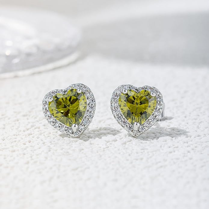 YOMELA Cubic Zirconia Earrings Studs, Halo CZ Birthstone Simulated Diamond Stud Earrings for Women