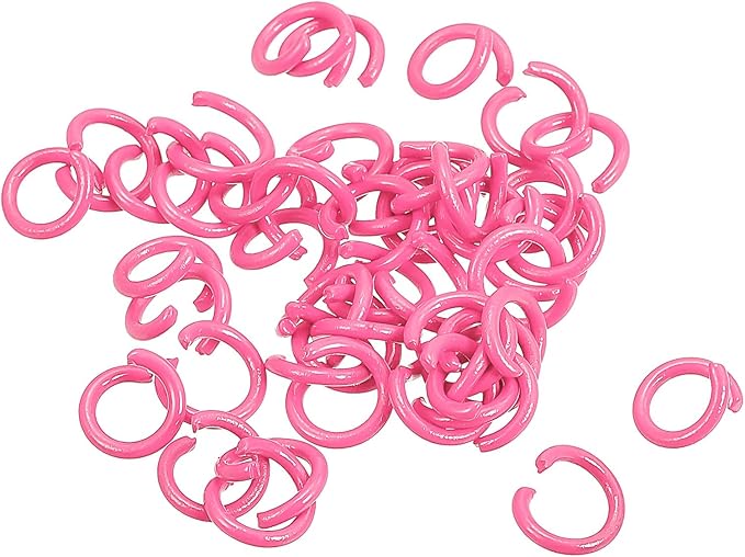 uxcell Open Jump Rings, 10mm Colorful O-Ring Connectors for DIY Crafts Jewelry Making, Carbon Steel, Pink, 100Pcs
