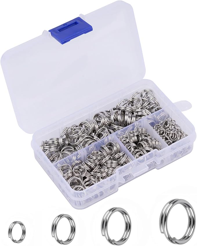 400 Pieces Premium 304 Stainless Steel Split Ring Double Jump Ring Small Key Chain Ring for Ornament Crafts, 4 Sizes(6mm 8mm 10mm 12mm Diameter)
