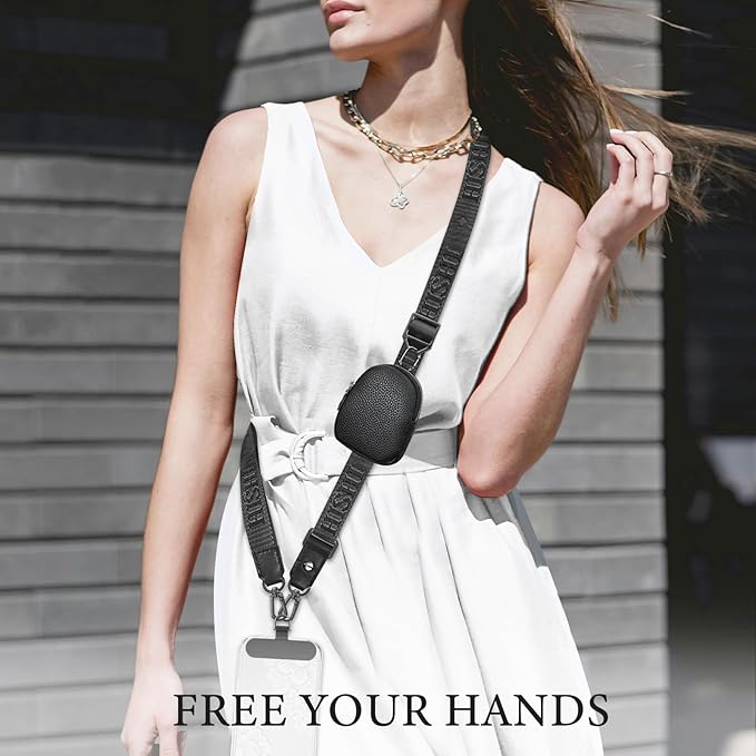 UKON Adjustable Phone Lanyard Crossbody Strap With Wallet Clip-and-Go Strap with Zippered Pouch Widened Phone String for iPhone Hands-Free for Travelling Concerts