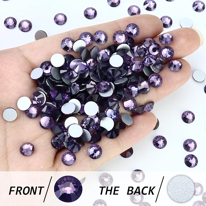 Flatback Crystal Rhinestones Round Gems for Nail Art and Craft Clothes Glue Fix, Tanzanite (4.6-4.8mm) SS20/1440PCS