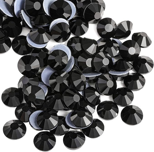 Beadsland Hotfix Rhinestones, 2880pcs Flatback Crystal Rhinestones for Crafts Clothes DIY Decoration, Black, SS10, 2.7-2.9mm