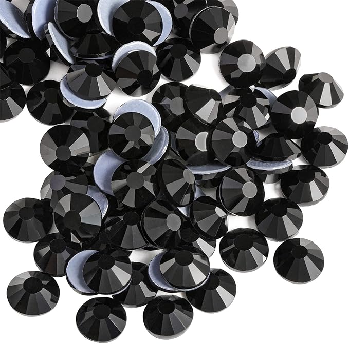 Beadsland Hotfix Rhinestones, 288pcs Flatback Crystal Rhinestones for Crafts Clothes DIY Decoration, Black, SS34, 7.0-7.3mm