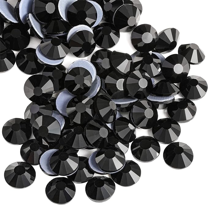 Beadsland Hotfix Rhinestones, 2880pcs Flatback Crystal Rhinestones for Crafts Clothes DIY Decoration, Black, SS6, 1.9-2.1mm