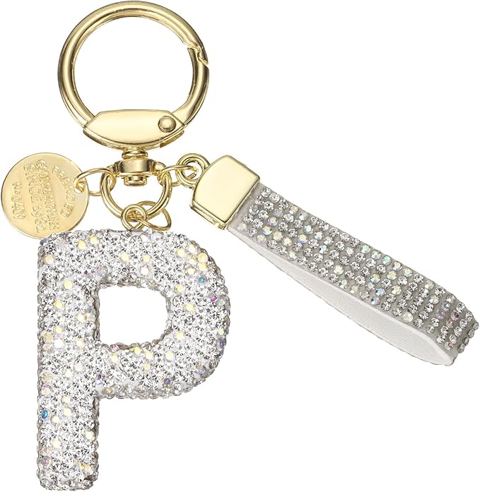 PATIKIL Initial Letter Keychain, Cute Sparkly Rhinestone Key Chain Alphabet Charm for Car Keys Handbags Purse