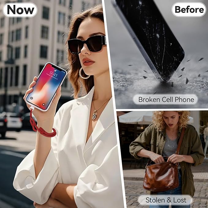 Phone Wrist Strap with 2 Phone Tether Tab, 2 Pack Adjustable Anti-Theft Cell Phone Lanyard for Travel & Outdoors