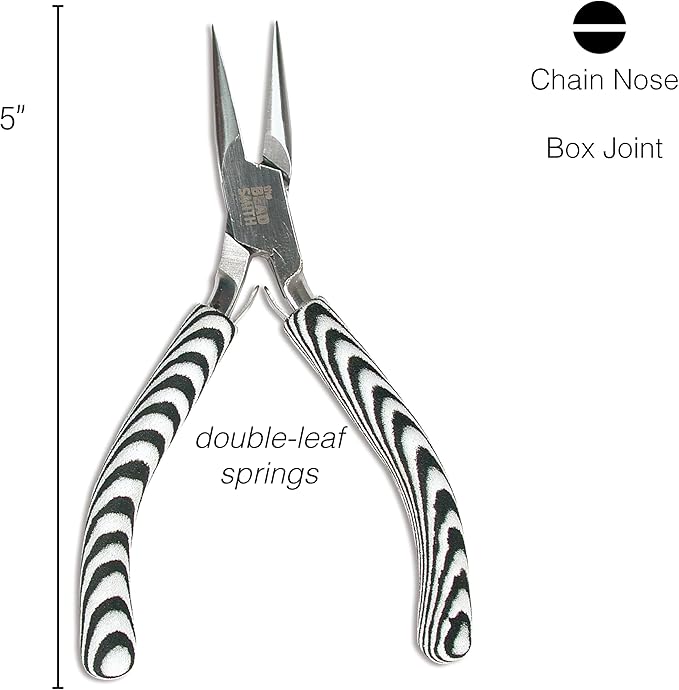 The Beadsmith Chain Nose Pliers – Zebra Print Line – 5 inches (127mm) – Comfortable Handle with Double Leaf Springs – Jewelry Making Tool for Creating Bracelets, Earrings and Necklaces