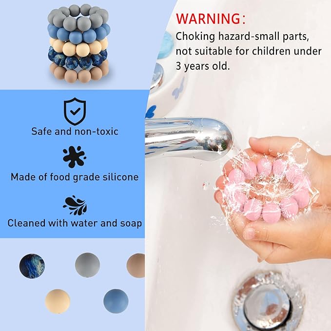ASTARON 100 Pcs 15mm Silicone Beads for Keychain Making, Blue Grey Beads Bulk Round Beads for Bracelets Crafts Beadable Pens Decorations Jewelry Making Party Favors Supplies