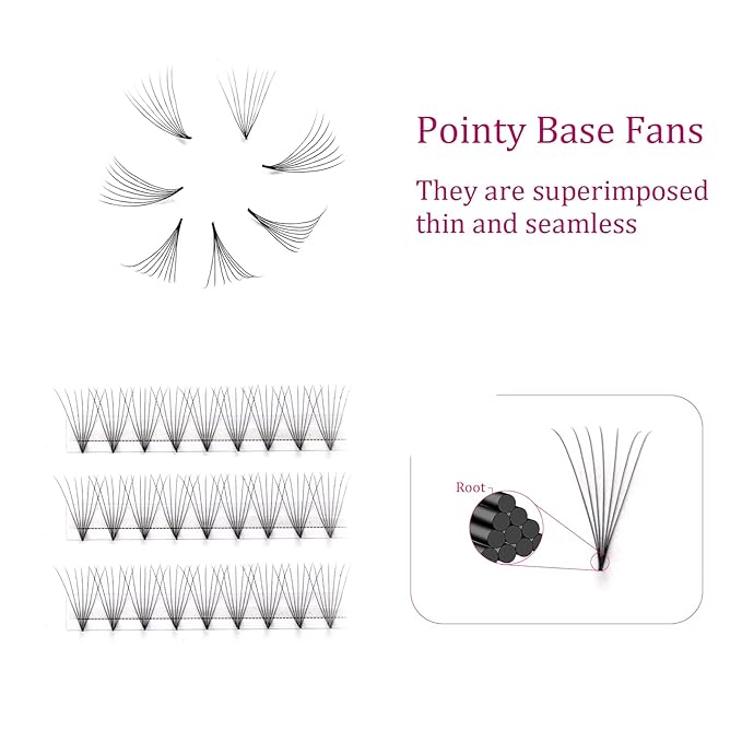 FADLASH Premade Volume Eyelash Extensions 8D 0.07 C Curl, 8-14mm Mix, 120pcs, Black, Synthetic, Lightweight and Flexible
