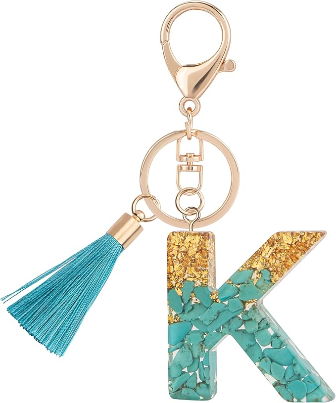Suweibuke Cute Pink Key Chains for Women Girls, Initial Letter Keychains with Tassel, Charms for Key Purse Handbags Backpacks