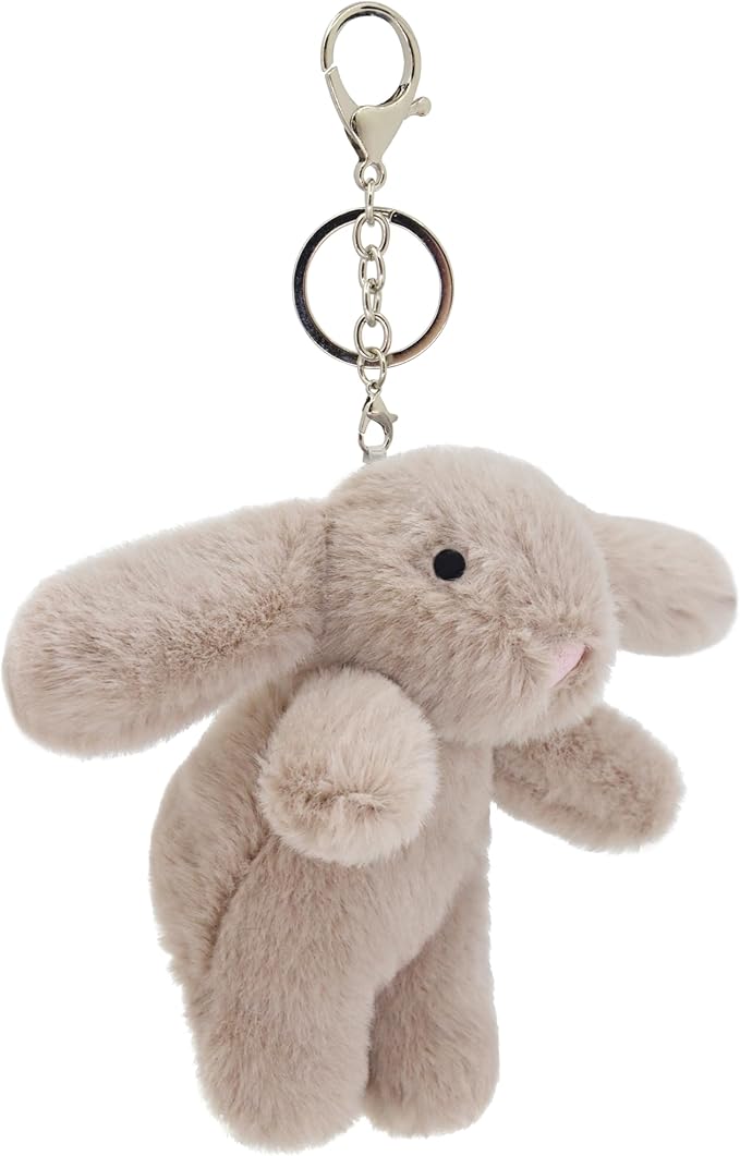Cute 3.5" Bunny Bag Charm, Fluffy Rabbit Plush Keychain Purse Decoration, Great Gift for Women Girls