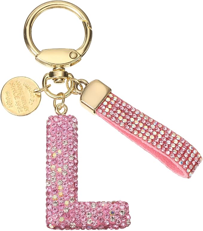 PATIKIL Initial Letter Keychain, Cute Sparkly Rhinestone Key Chain Alphabet Charm for Car Keys Handbags Purse