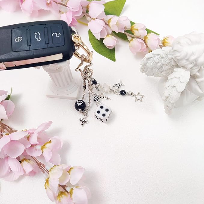 Y2K Aesthetic Keychains for Women Cute Flowers Star Cake Jellyfish Keychins Charms Kawaii Bag Purse Decor