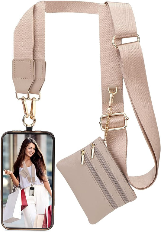 XANGNIER Clip and Go Strap for Phone with Wallet Crossbody, Phone Strap with Zippered Wallet, Adjustable Anti Theft Cellphone Lanyard for Women, Cellphone Chain Accessories,Multicolor 7