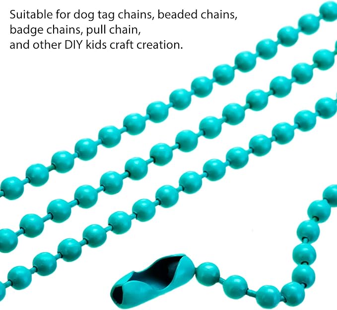 Hicarer 100 Pack Colored Bead Keychain Metal Hanging Chains Necklace Connector for Hanging Ornament Jewelry Tag (Vibrant Color)
