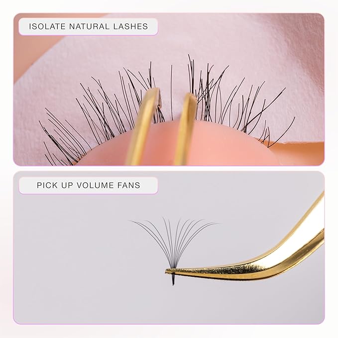 Curacoro Lash Tweezer - Professional & Precision Fiber Tip Grip Lash Tweezers for Eyelash Extensions, Multi Shapes & Purposes Tweezers for Volume, Isolation & Classic Lashes (Silver, Fan-lash-tic)