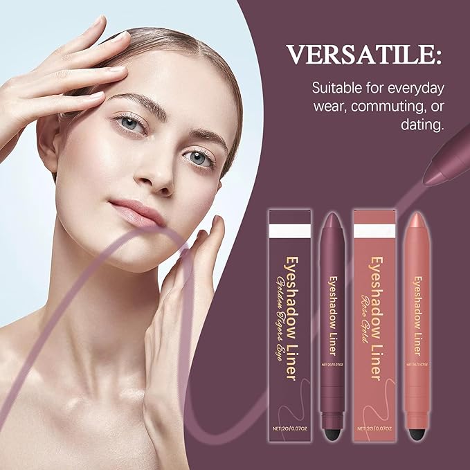 Eyeshadow Stick, Perfect Color Duo-Shadow Liner 2-in-1 Eyeliner & Eye Shadow Stick, Easily Blendable & Buildable, Waterproof, Creamy Easy-Glide, For Effortless Smoky Or Natural Eye Makeup(01+06)
