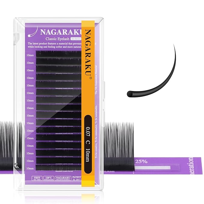 NAGARAKU Individual Eyelash Extensions, Volume & Classic Lashes 5th Generation Soft Natural Beauty Salon Professional Anti-rebound Single Lash Extension Supplies 16 Rows -0.07 C Curl 10mm