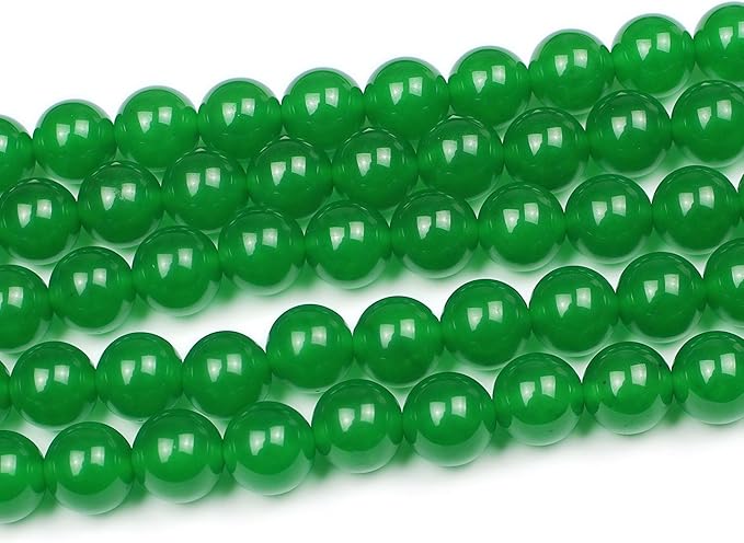 MJDCB Natural Green Jade Round Loose Beads for Jewelry Making DIY Bracelet Necklace (4mm)