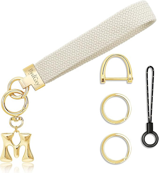 Stretchy Wristlet Initial Keychain, Key Chains Women Cute with Keyring, Llaveros para Mujer, Car Key Accessories
