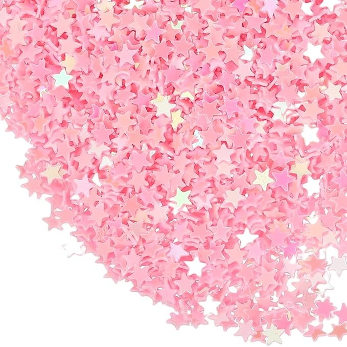 uxcell 1.94oz(55g) Star Glitter Confetti, 3mm Art Craft Glitter Holographic Sequins Table Confetti Laser Sequins for Crafts DIY Nail and Party Wedding Festival Decoration, Pink